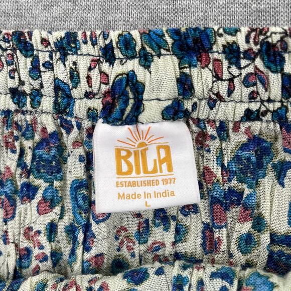 BILA Wrap Mini Skirt Large Blue Paisley Floral Western Cowgirl Lightweight Boho - Picture 3 of 15